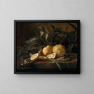 Juan Fernndez - A Still Life with Citrons a Knife and Peapods on a Stone Ledge.webp