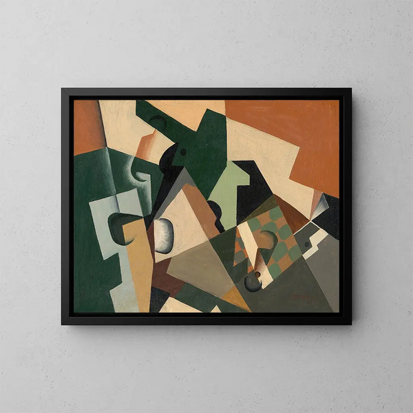 de cristal y damero - Juan Gris — cuadro enmarcado en la pared