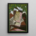 de cristal, periódico y follaje - Juan Gris — cuadro enmarcado en la pared