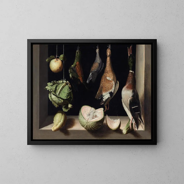 Nature morte avec gibier - Juan Sánchez Cotán — cuadro enmarcado en la pared