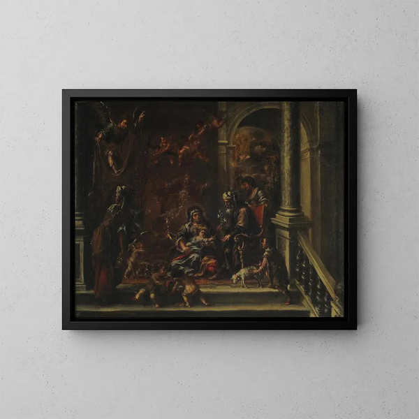 The Birth of the Virgin - Juan de Valdés Leal — framed artwork on a wall