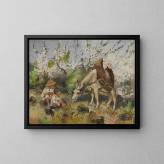 Julan Alden Weir - Summer landscape with children and donkey.webp