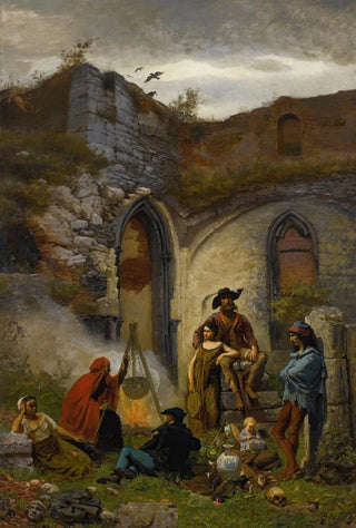 Jules Breton - Campement De Bohmiens Dans Les Ruines De Labbaye De SaintBavon.webp