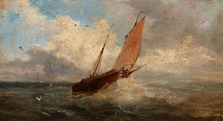 Jules Coignet - View of the Sea Boat at the Sea.webp