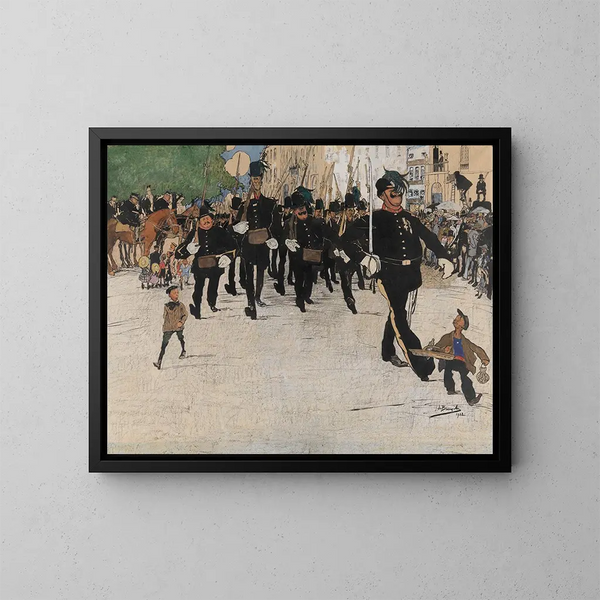 The bourgeois guard parade in Ghent - Jules De Bruycker — framed artwork on a wall
