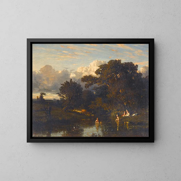 Las bañistas - Jules Dupré — cuadro enmarcado en la pared