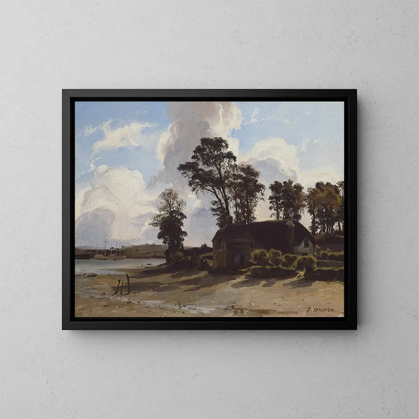 La granja del estuario - Jules Dupré — cuadro enmarcado en la pared