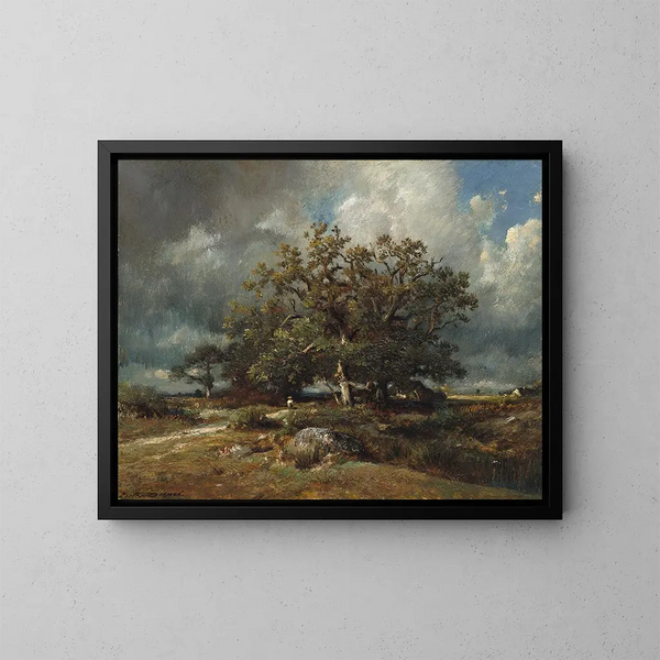 El viejo roble - Jules Dupré — cuadro enmarcado en la pared