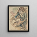 Mujer escribiendo - Jules Pascin — cuadro enmarcado en la pared