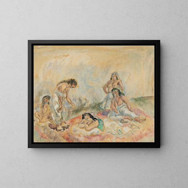 Women in a drawing room - Jules Pascin — framed artwork on a wall