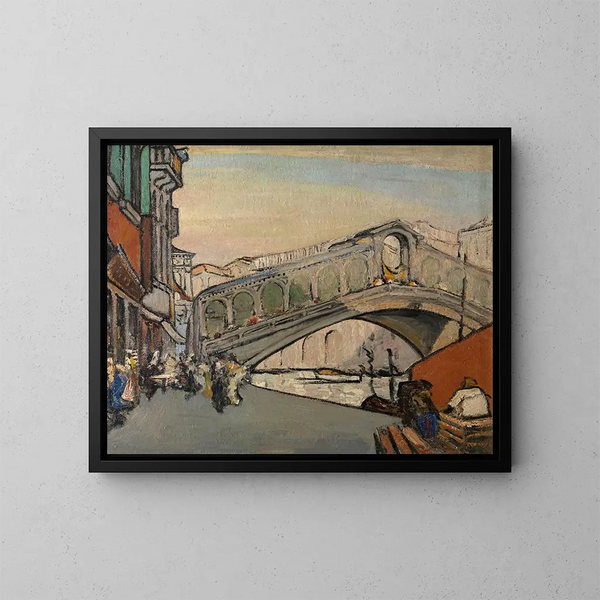 El puente de Rialto en Venecia - Jules Schmalzigaug — cuadro enmarcado en la pared