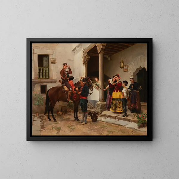 Llegada del mensajero - Jules Worms — cuadro enmarcado en la pared