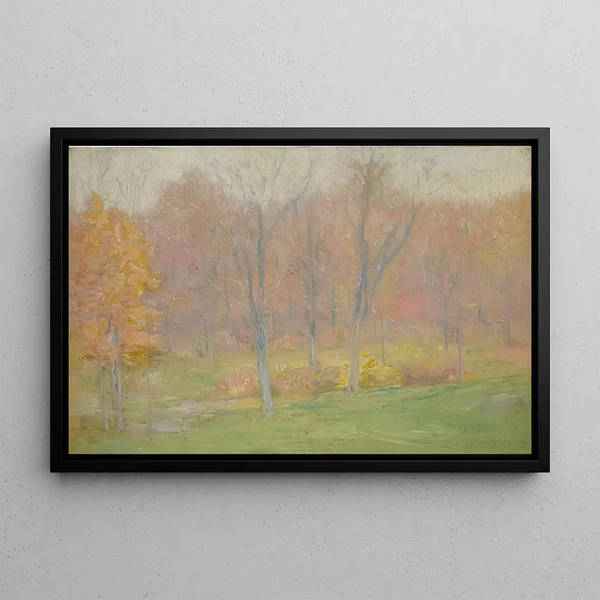 Rain of Autumn - Julian Alden Weir — framed artwork on a wall