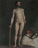 Study of a Male Nude Resting on a Stick - Julian Alden Weir — artwork view