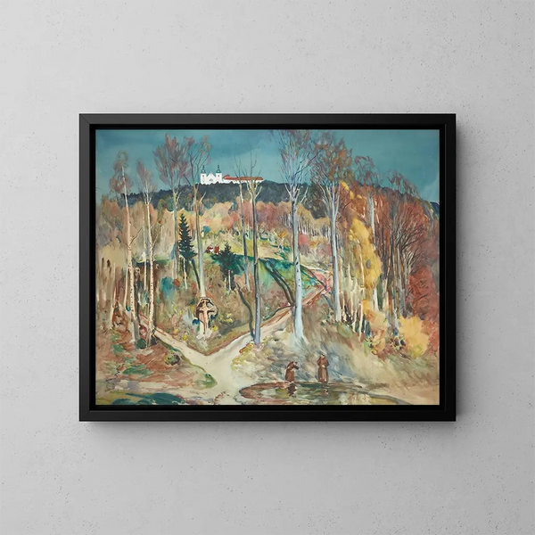 Jardín - Julian Fałat — cuadro enmarcado en la pared