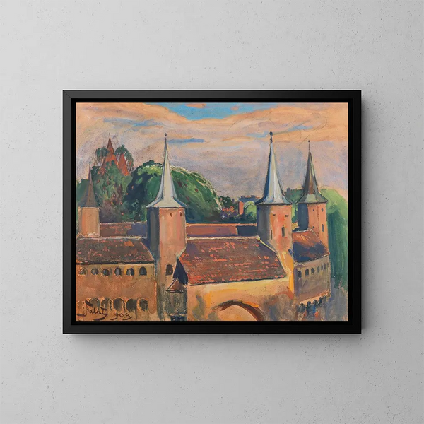 El Barbican de Cracovia - Julian Fałat — cuadro enmarcado en la pared