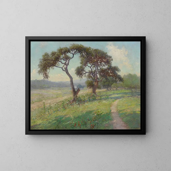 Paisaje del Texas Hill Country sin título - Julian Onderdonk — cuadro enmarcado en la pared