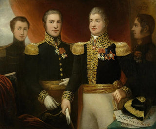 Julie Hugo - Le gnral Lopold Hugo avec deux de ses frres et son fils Abel en uniforme de la Restauration.webp