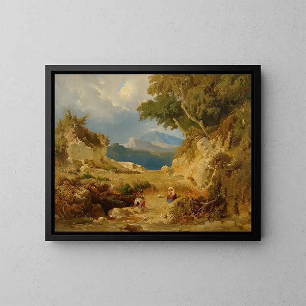 Paisaje italiano - Julie Wilhelmine Hagen-Schwarz — cuadro enmarcado en la pared