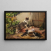 Familia de gatos en el cuenco de leche - Julius Adam el Joven — cuadro enmarcado en la pared