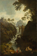 A waterfall with bathers - Julius Caesar Ibbetson — artwork view