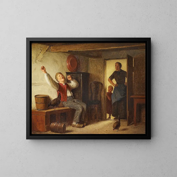 El niño perezoso - Julius Exner — cuadro enmarcado en la pared
