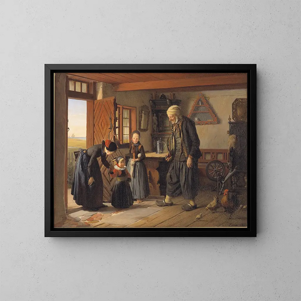 Visitar al abuelo - Julius Exner — cuadro enmarcado en la pared