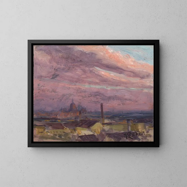 Cielo de la tarde sobre Múnich - Julius Exter — cuadro enmarcado en la pared