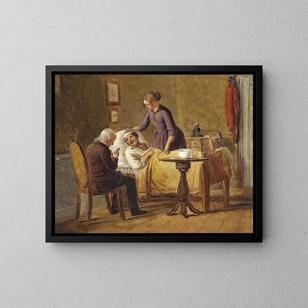 El soldado herido - Julius Friedländer — cuadro enmarcado en la pared