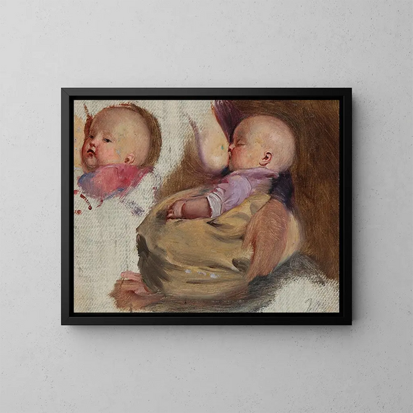 Estudio de un niño amamantado - Julius Friedländer — cuadro enmarcado en la pared