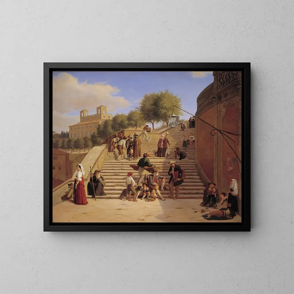 Los escaleras españolas en Roma - Julius Friedländer — cuadro enmarcado en la pared