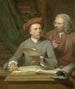 Autorretrato de pie junto al artista se encuentra su padre y profesor Jan Maurits Quinkhard 1688-1772 - Julius Henricus Quinkhard — vista de la obra