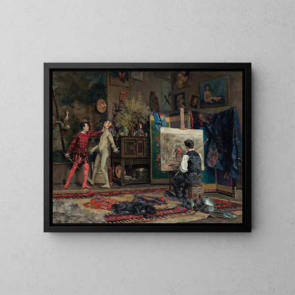 En el taller del artista - Julius LeBlanc Stewart — cuadro enmarcado en la pared
