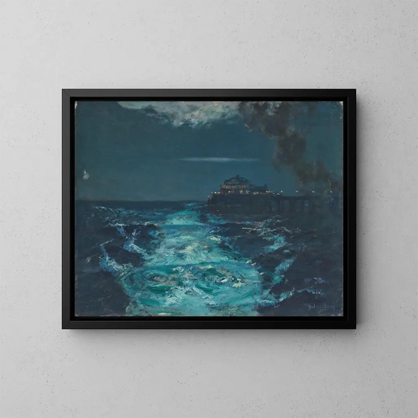 El muelle de Plymouth - Julius Olsson — cuadro enmarcado en la pared