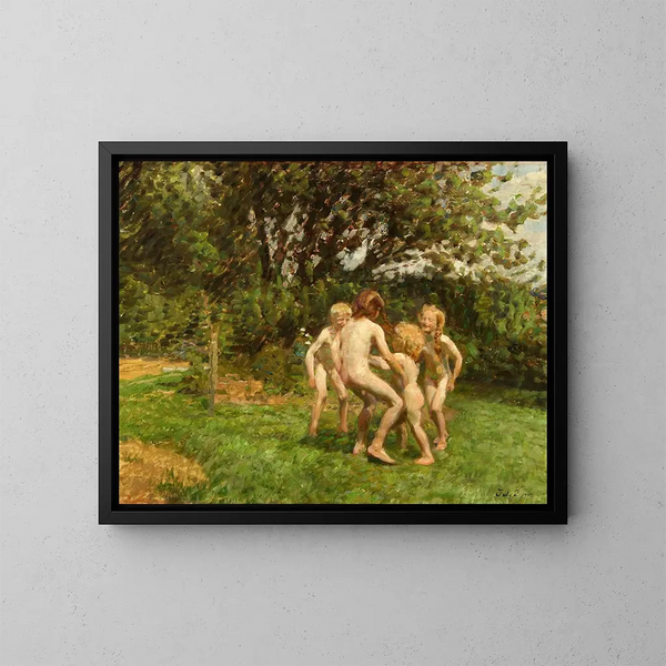 Danza circular en Græsted - Julius Paulsen — cuadro enmarcado en la pared