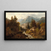 Un Molino de Montaña con Pescador en un Arroyo - Julius Rose — cuadro enmarcado en la pared