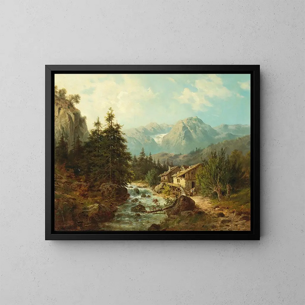 Molino junto al arroyo - Julius Rose — cuadro enmarcado en la pared