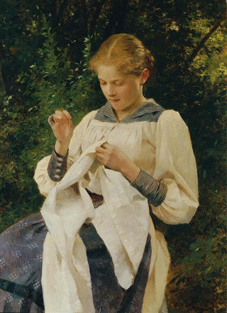 Julius Schmid - Mdchen mit Handarbeit.webp