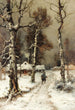 Regreso a casa a través de un bosque invernal - Julius Sergius Klever — vista de la obra