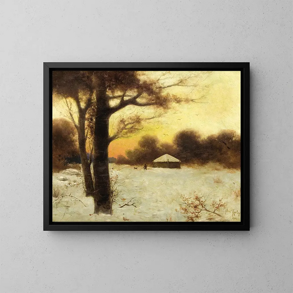 Cottage de invierno - Julius Sergius Klever — cuadro enmarcado en la pared