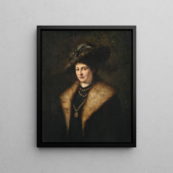 Julius Victor Carstens - Bildnis einer Dame in dunklem Kleid mit pelzbesetztem Mantel.webp
