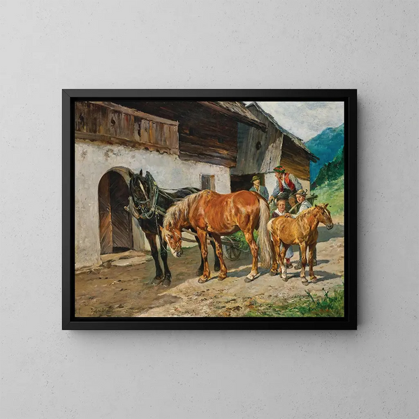 Attelage lungauer - Julius von Blaas — cuadro enmarcado en la pared