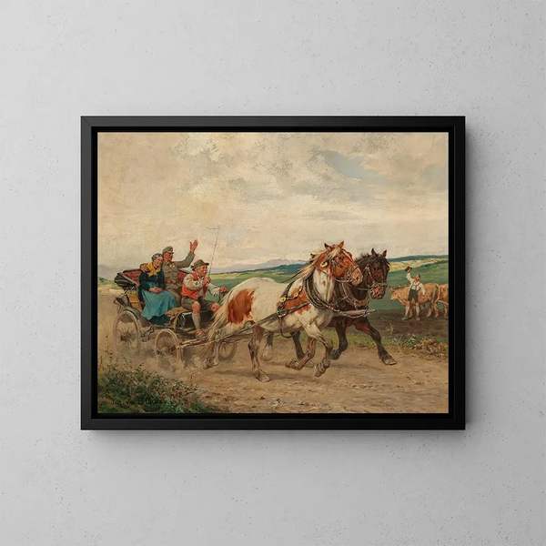 El regreso a casa - Julius von Blaas — cuadro enmarcado en la pared