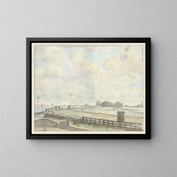 Vista del dique cerca de Ámsterdam - Jurriaan Andriessen — cuadro enmarcado en la pared