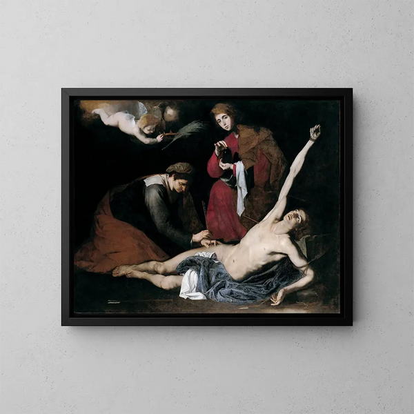 San Sebastián atendido por las santas mujeres - Jusepe de Ribera — cuadro enmarcado en la pared