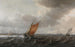 a Harbor with Light Boats in Strong Wind View of Haarlem in the Distance - Justus de Verwer — artwork view
