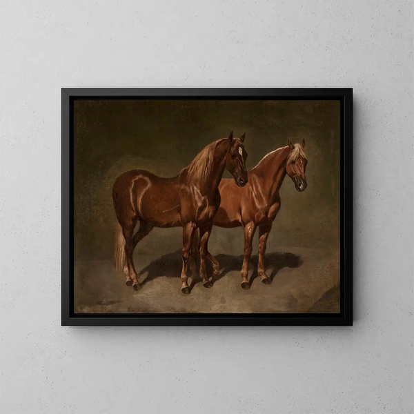 Dos caballos - Józef Brodowski — cuadro enmarcado en la pared