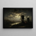 Paisaje nocturno con molinos de viento - Józef Marszewski — cuadro enmarcado en la pared