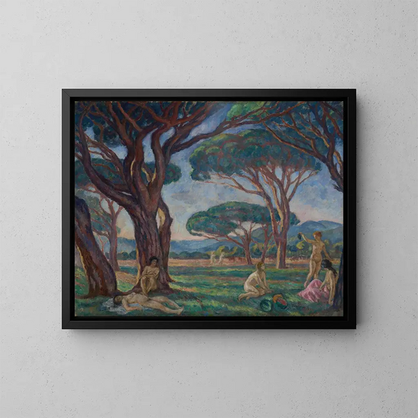 Landscape of Provence with Idyllic Scenes - Józef Pankiewicz — framed artwork on a wall