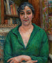 Portrait of a woman wearing a green sweater - Józef Pankiewicz — artwork view